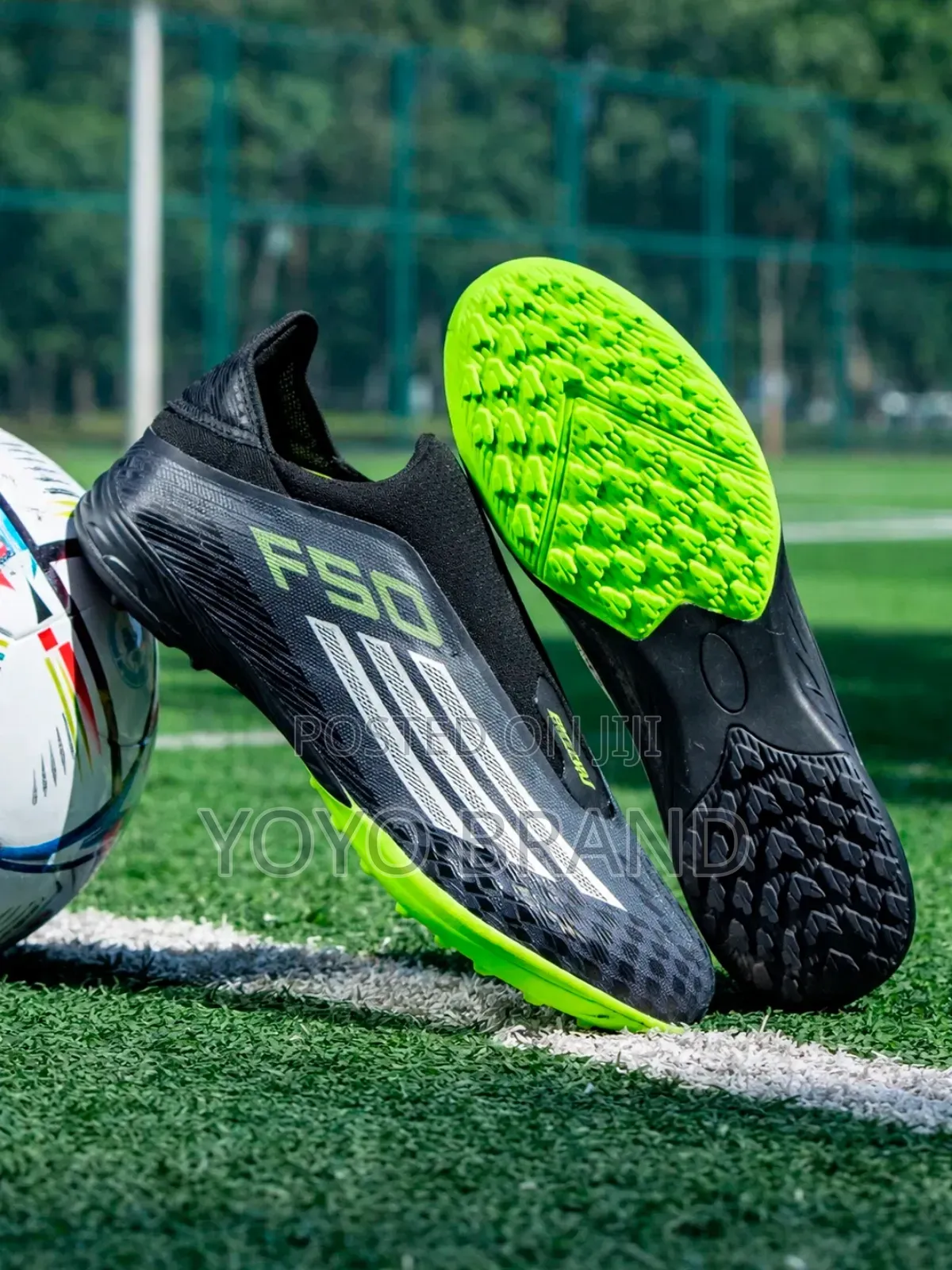 Black Soccer Cleat With Neon Green Sole Futsal Soccer Cleats