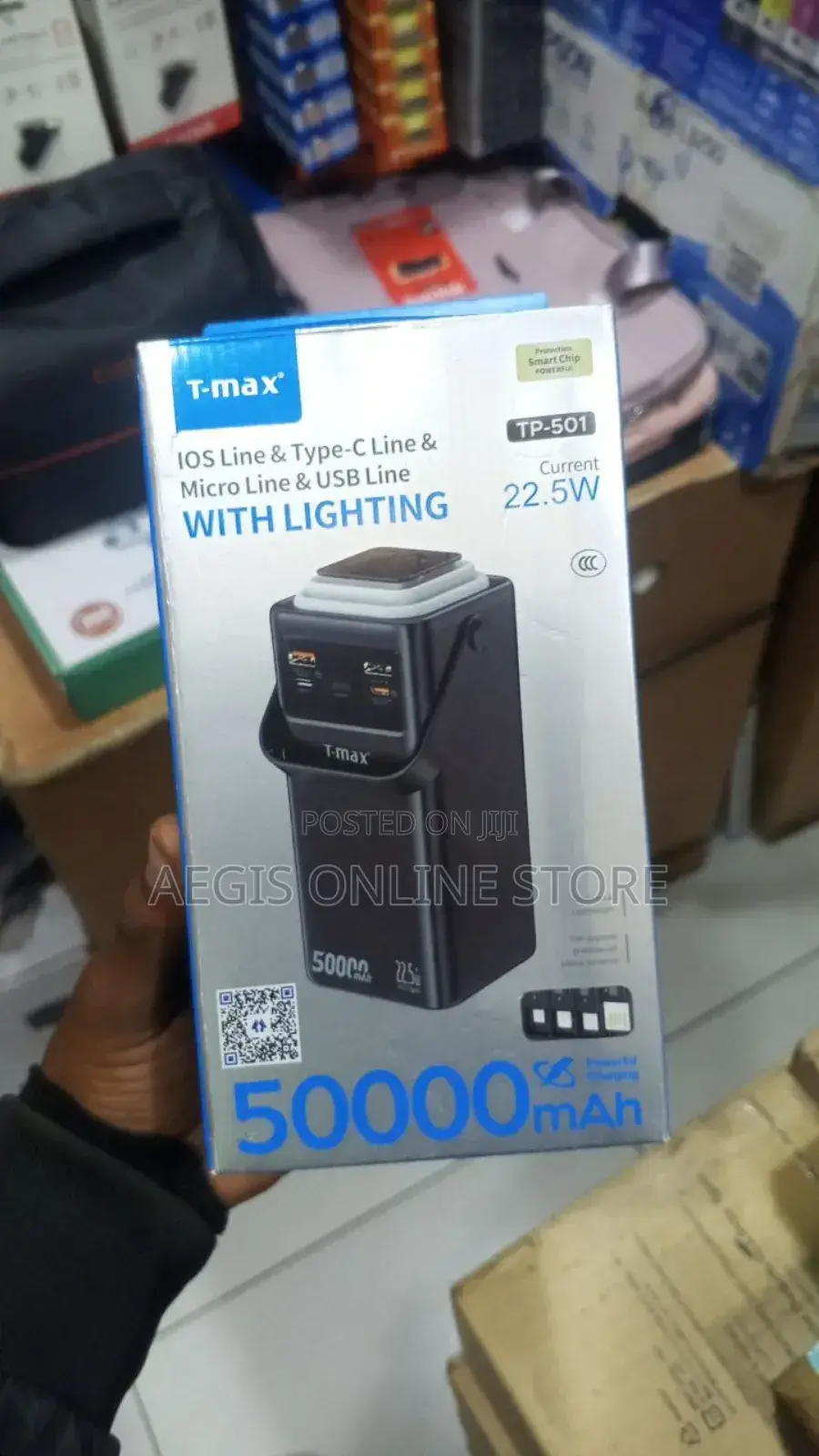 Max Tp-501 Portable Power Bank With Built-in Cables