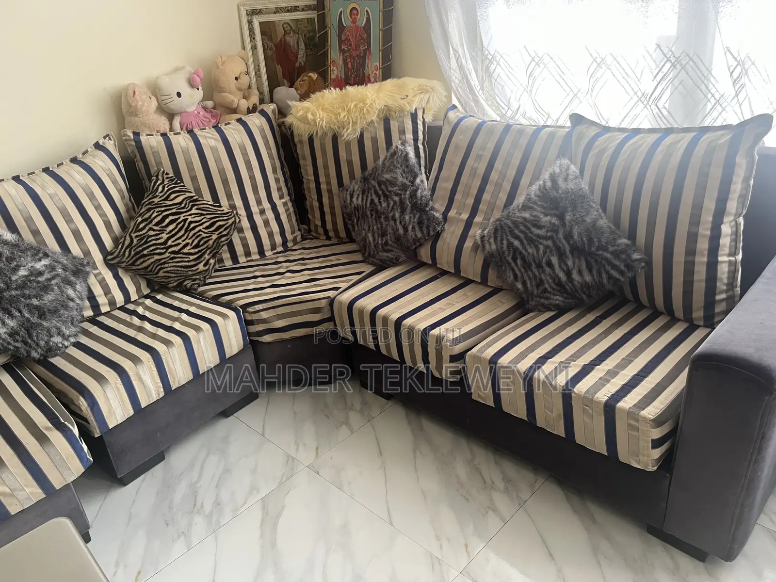 Blue L Shaped Couch