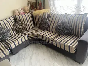 Blue L Shaped Couch