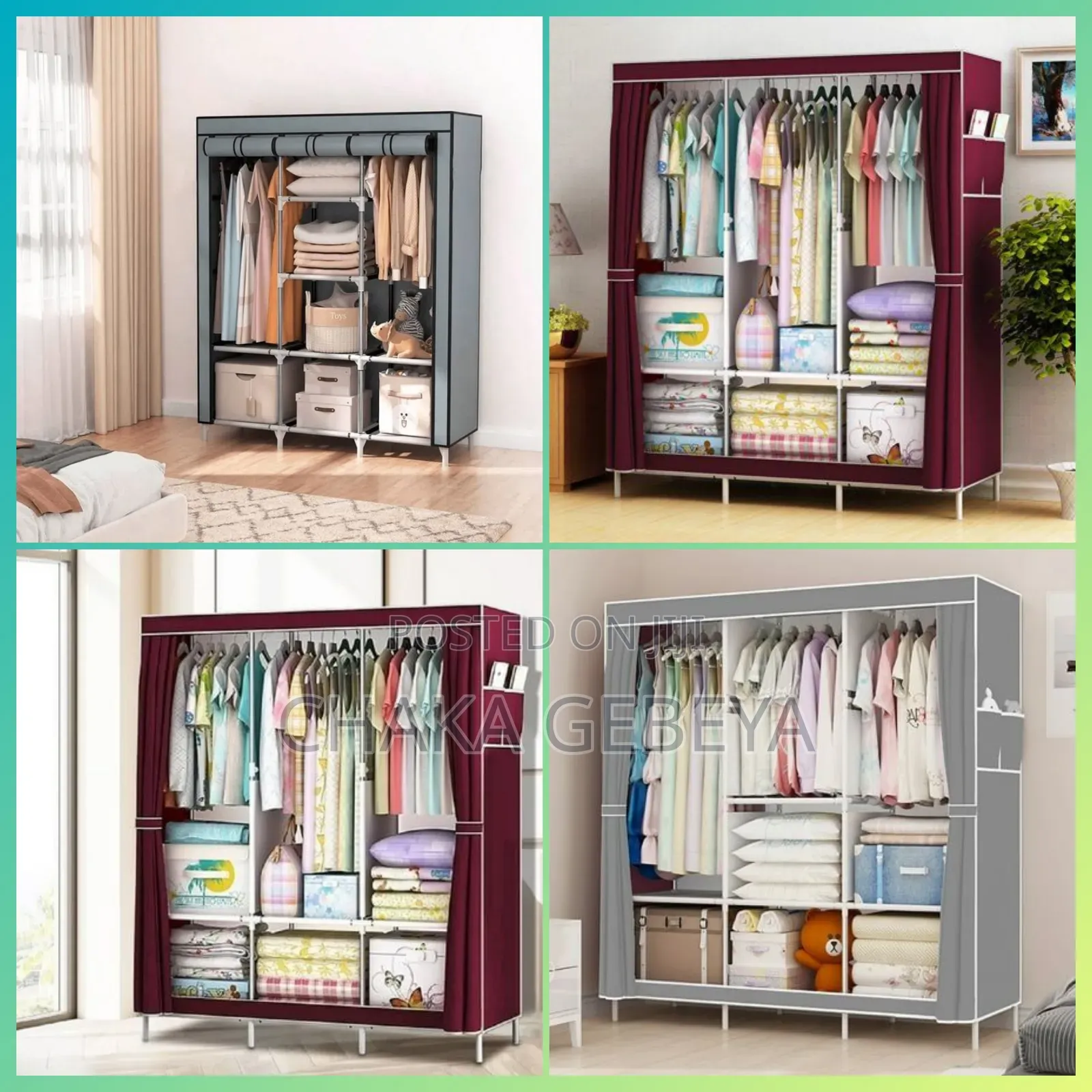 Foldable Closet With Zipper – Metal Frame – Ethiopia