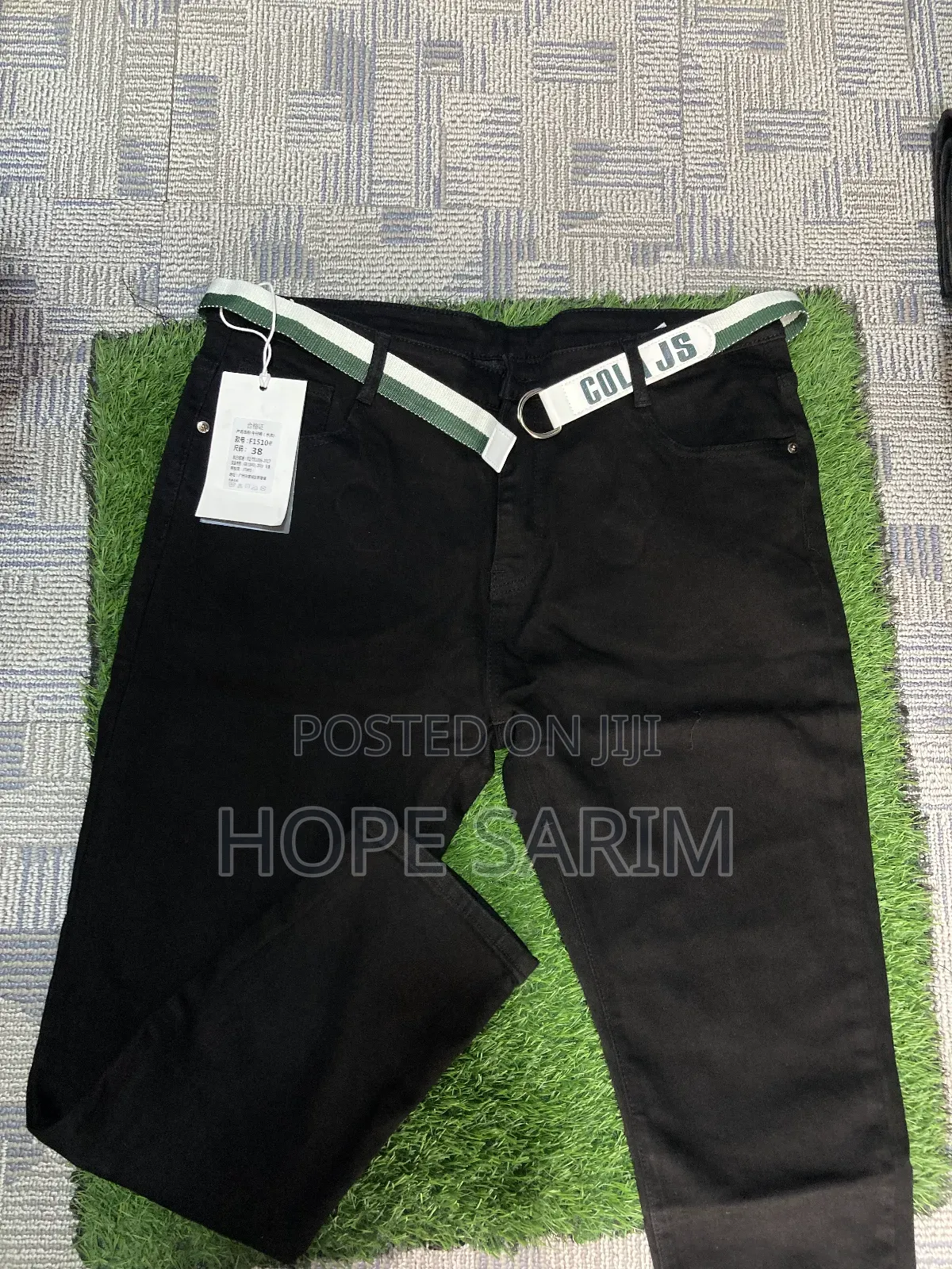Black Denim Jeans With Belt