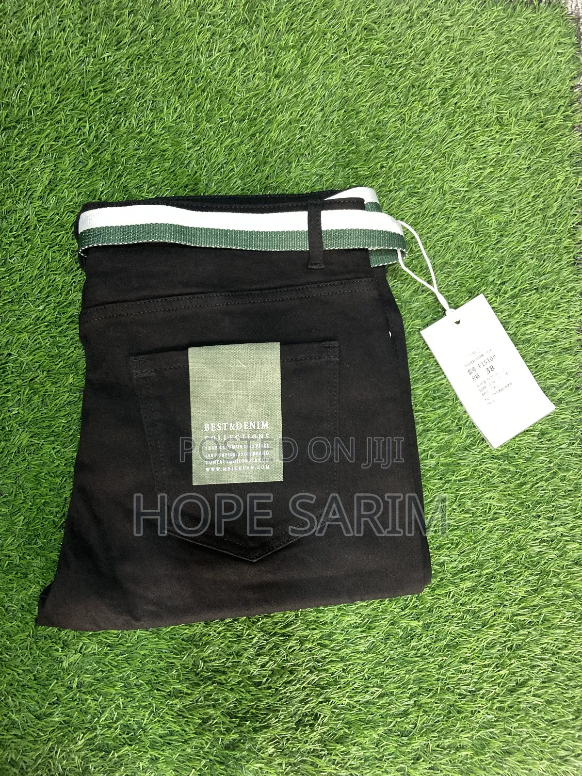 Black Denim Jeans With Belt