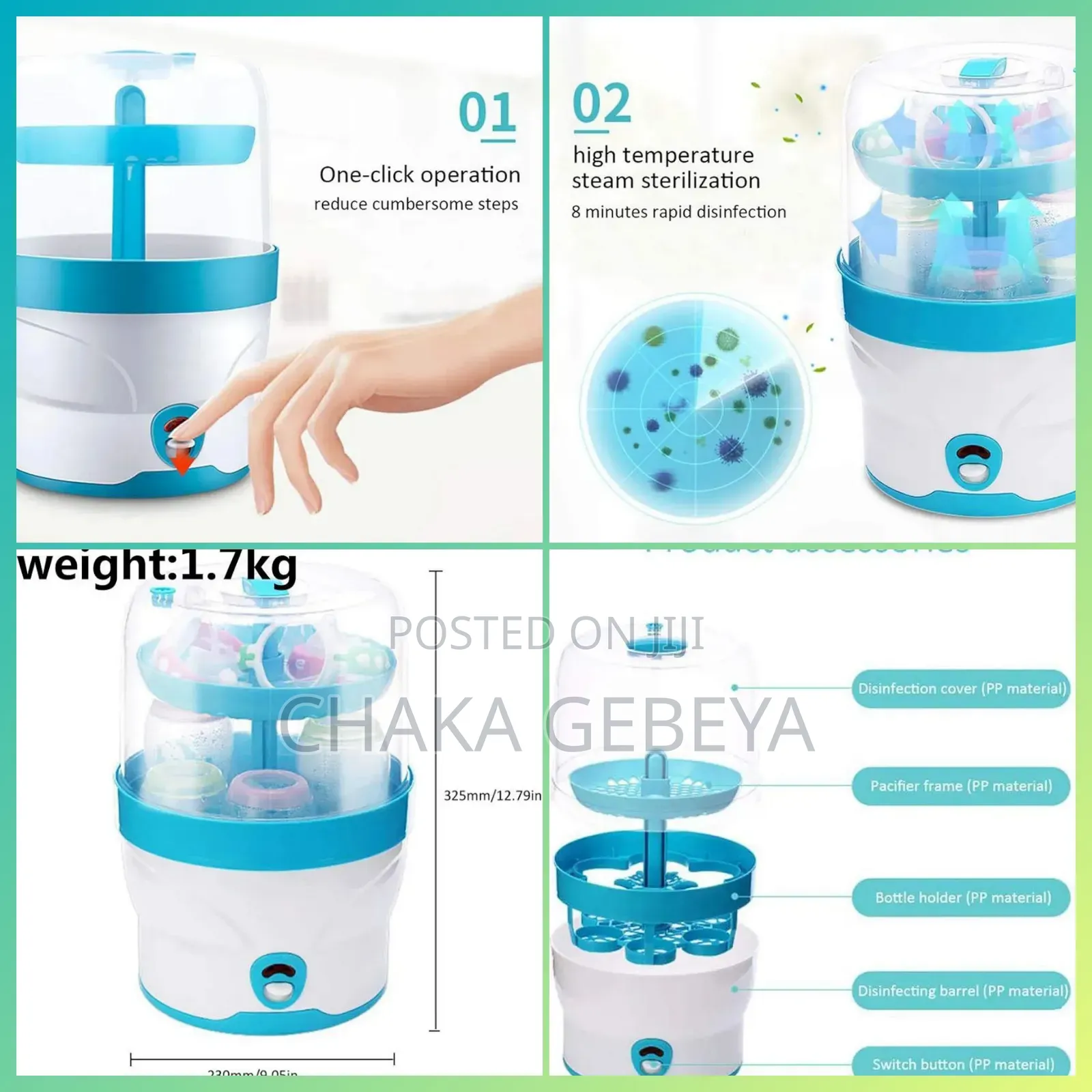 2‐In‐1 Baby Milk Warmer Sterilizer–Fast Warming,Steam Sterilization