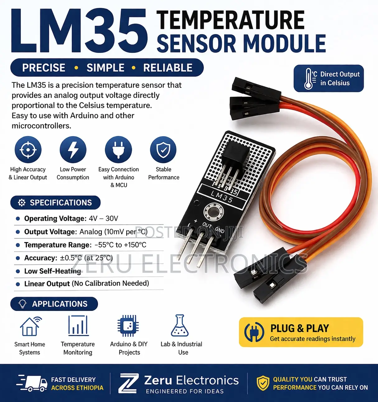 Lm35 Temperature Sensor Module