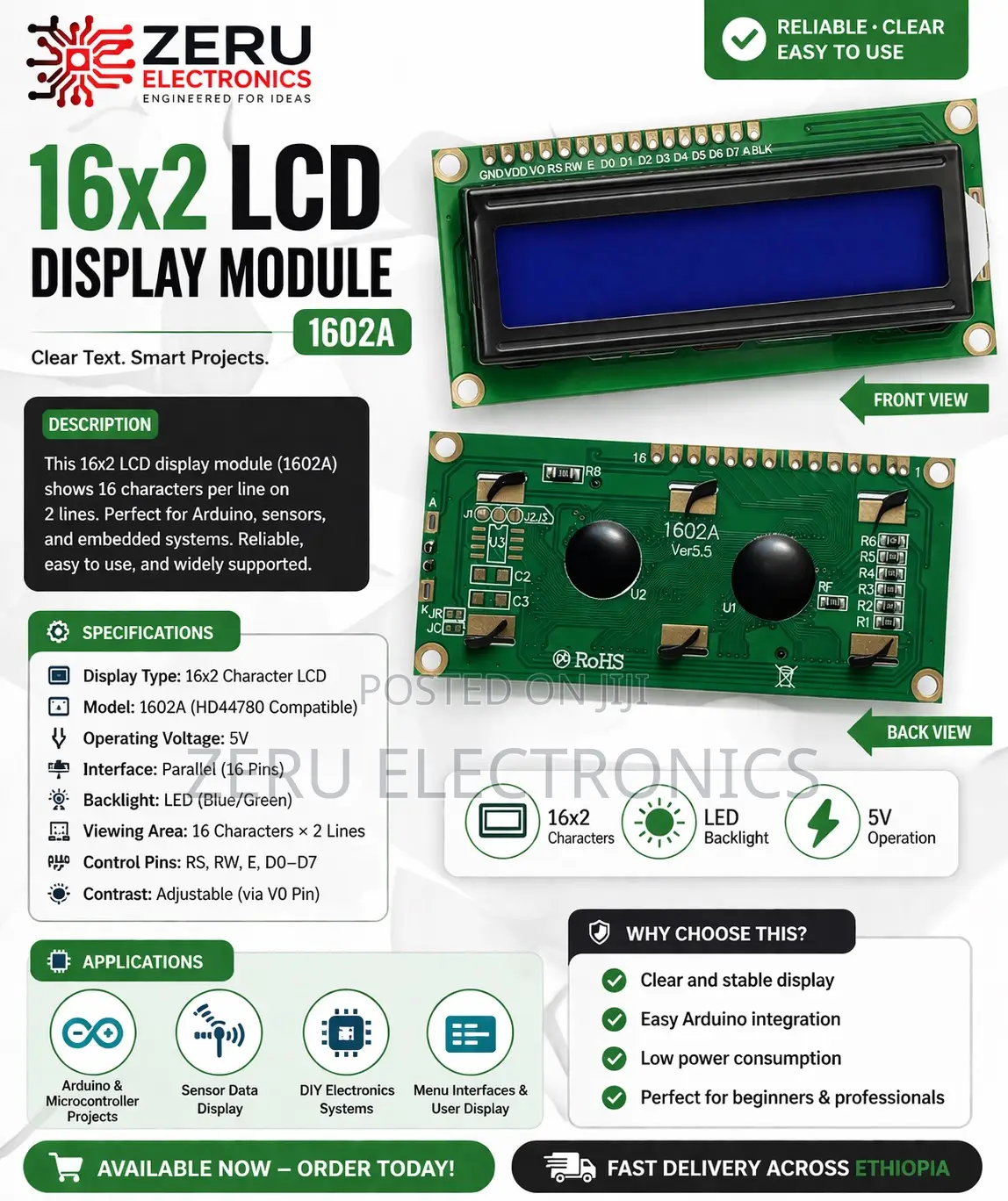 16x2 Lcd Display Module 1602a