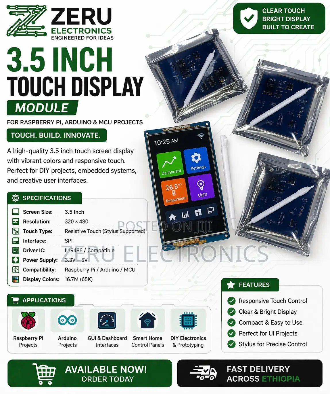 3.5 Touch Display Module (Raspberry Pi/McU)