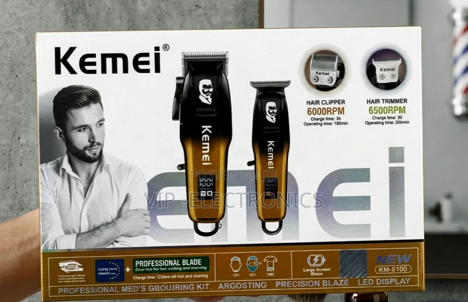 ​Kemei Professional Hair Clipper Trimmer Grooming Set