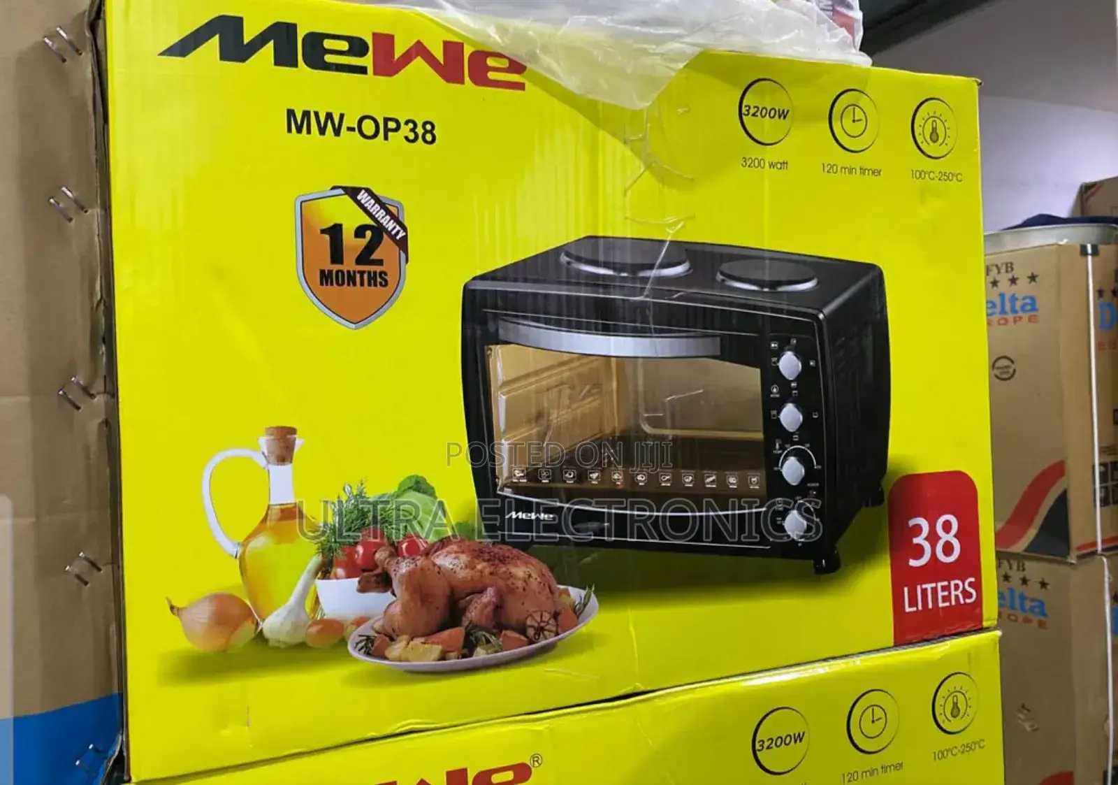 Mewe Mw-Op38 Electric Mini Oven With Two Hot Plates. Capac