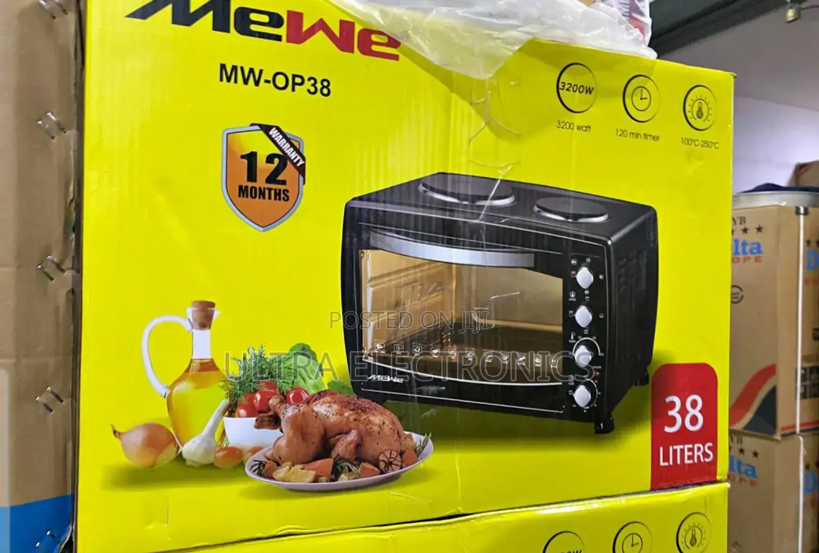 Mewe Mw-Op38 Electric Mini Oven With Two Hot Plates. Capac