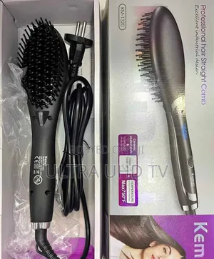 Kemei Km-1320 Hair Straightener Brush, a 2-in-1 Tool for Styling