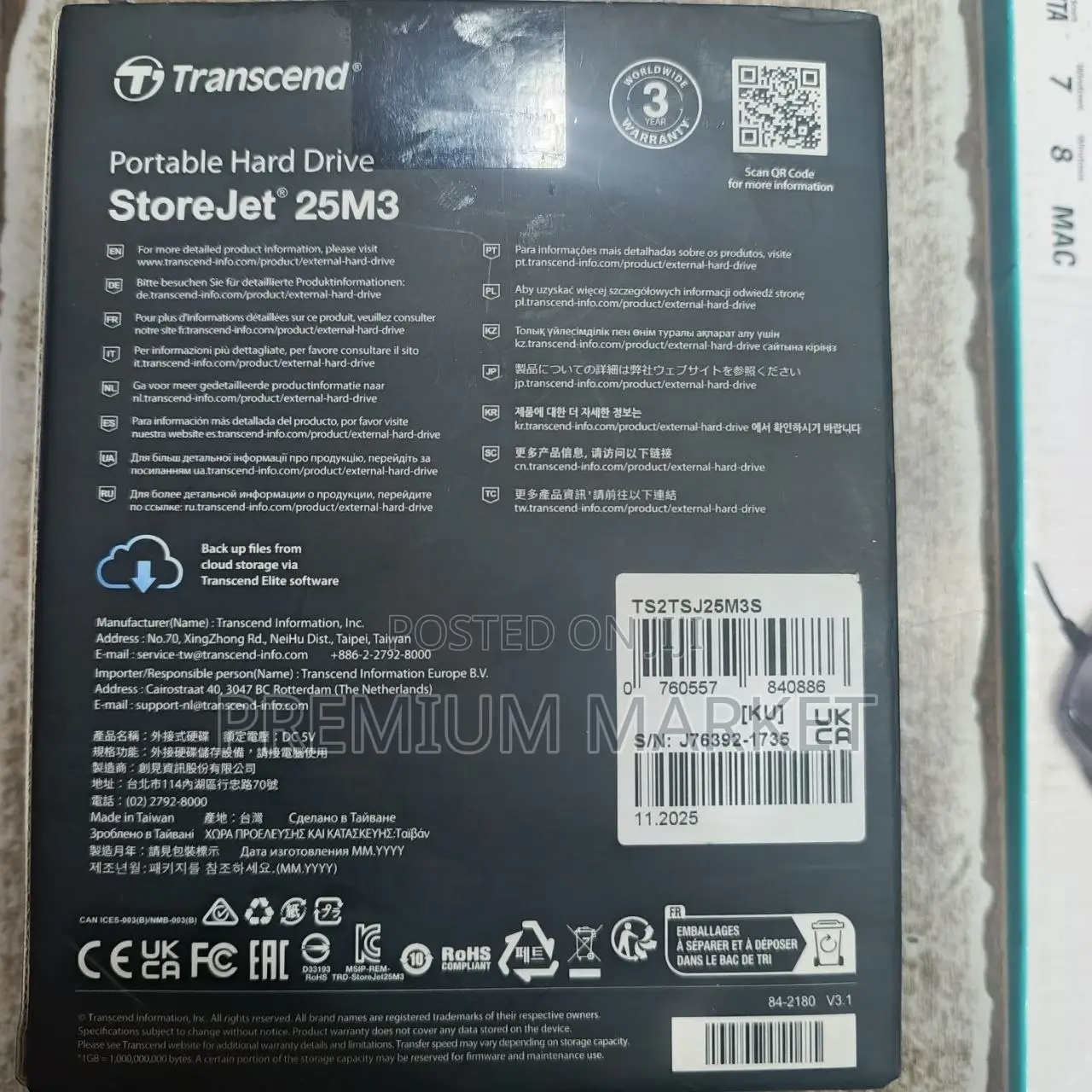 Transcend Storejet 25m3 Portable Hard Drives
