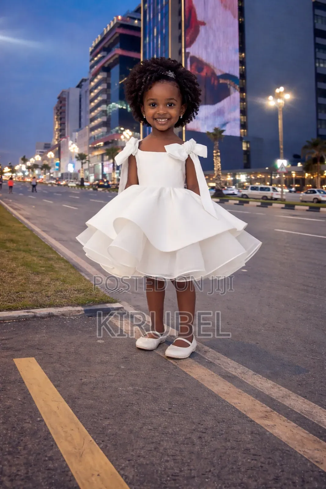 Elegant White Puffy Girls Dress – Party Birthday Outfit (Dyk Kids)