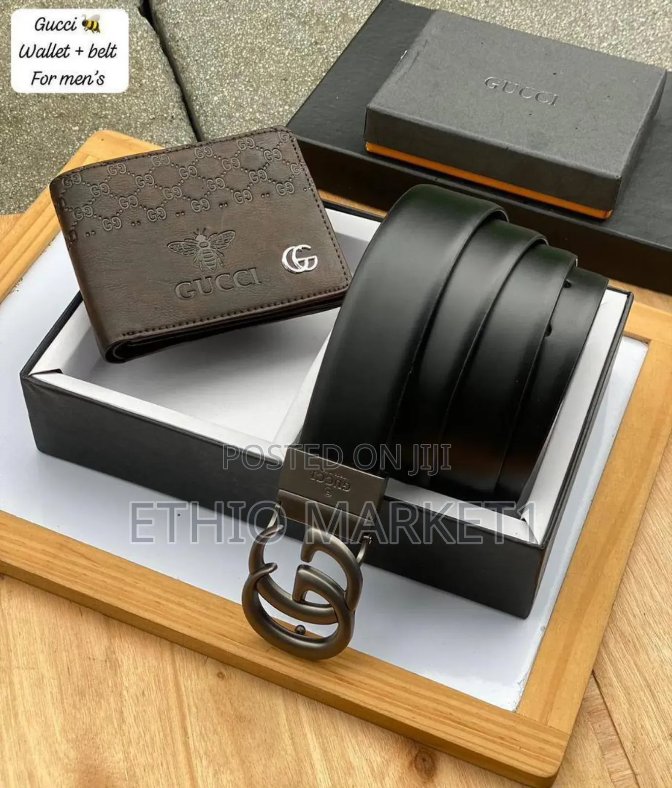 Gucci Men's Belt and Wallet Gift Combo