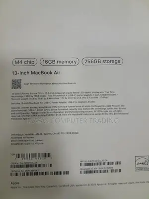 New Laptop Apple MacBook Air 2025 M4 13-inch 16GB Apple M4 SSD 256GB