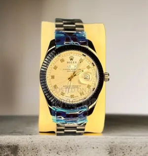 Rolex Day-Date Gold Silver Men's Watch With Stone Markers
