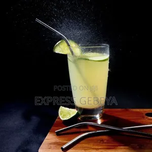 6pcs Reusable Drinking Stainless Straws With Cleaning Brush