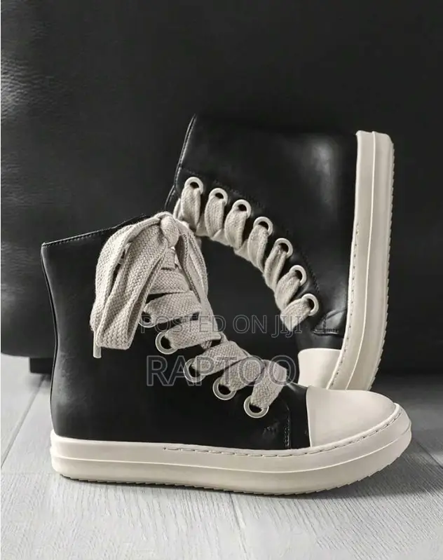 Owens Rick High-Top Black Canvas Shoes