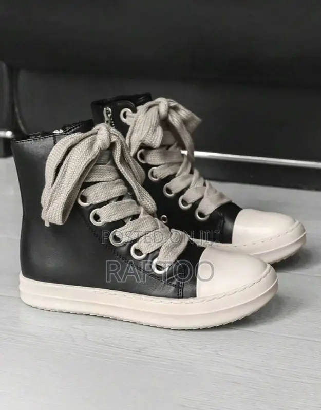 Owens Rick High-Top Black Canvas Shoes