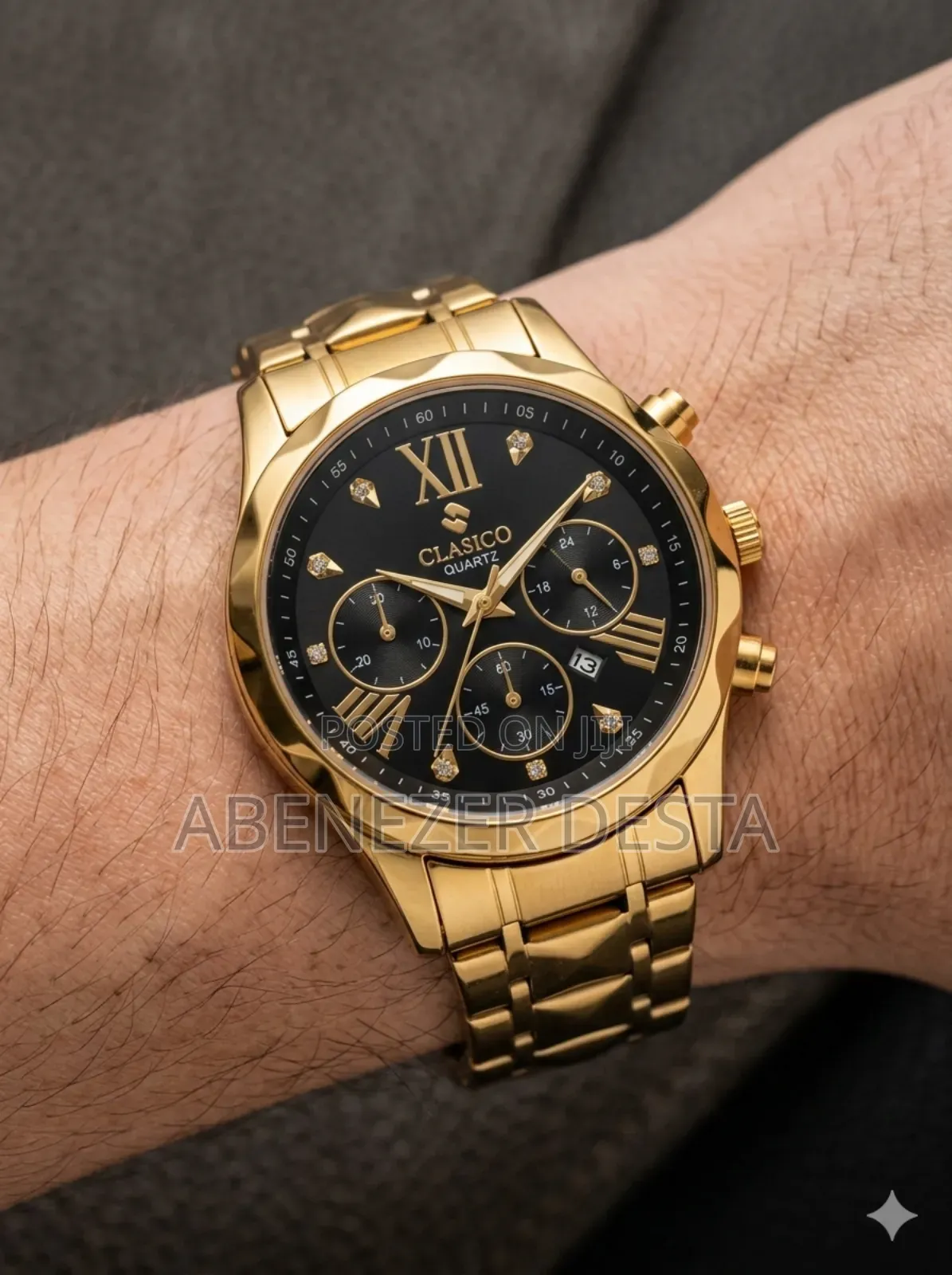 Clasico Branded Watch Featuring A Gold-tone Stainless