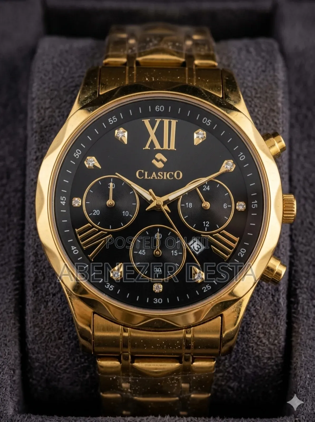 Clasico Branded Watch Featuring A Gold-tone Stainless