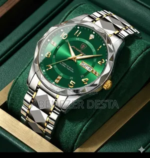 Poedagar Quartz Luxury Wristwatch Features Vibrant Green Diamond Dial,