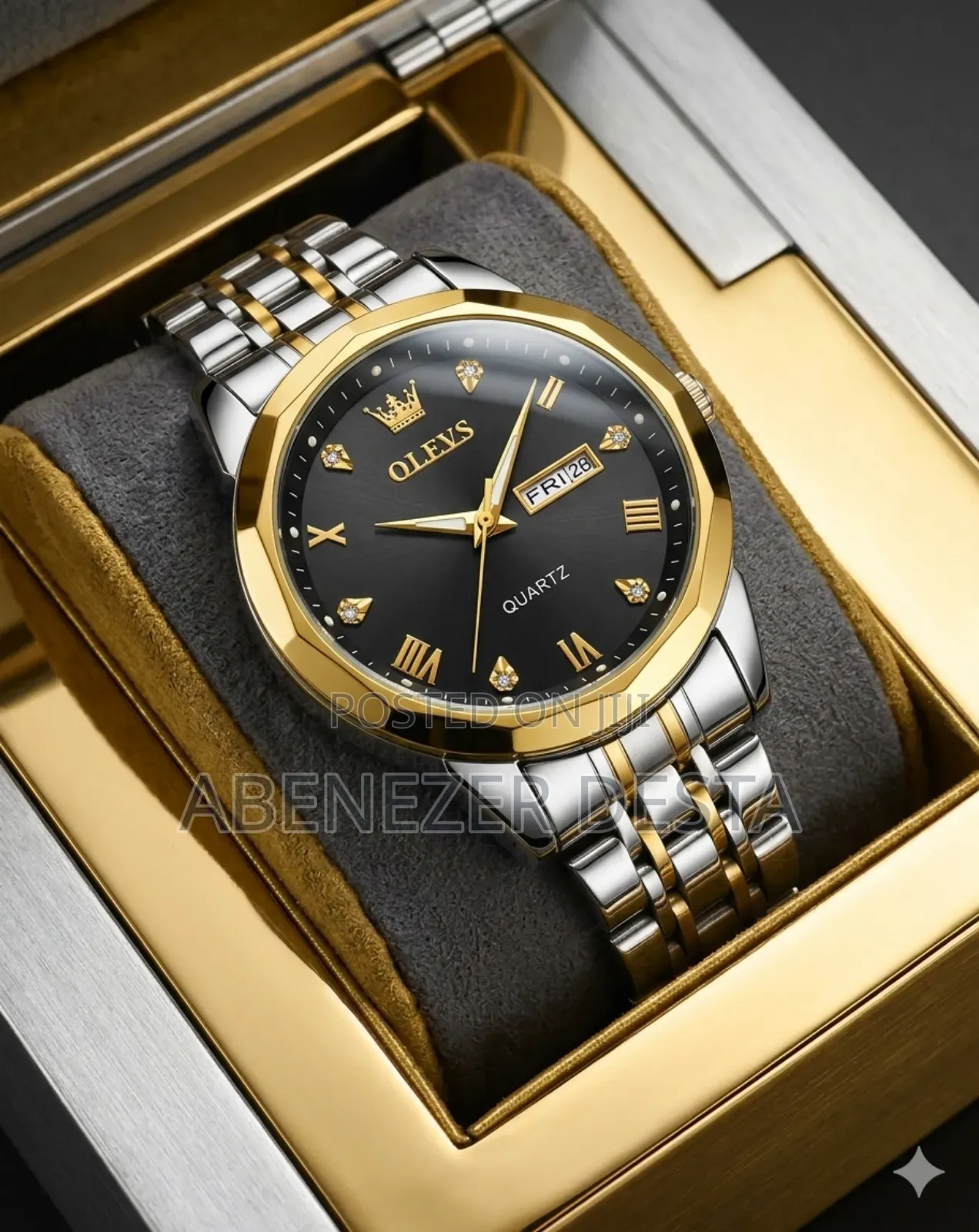 Olevs Quartz Wristwatch for Men Featuring Stainless Steel Strap