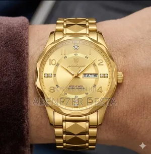 Gold-Tone Quartz Men's Wristwatch, Often Marketed Under Brands Like