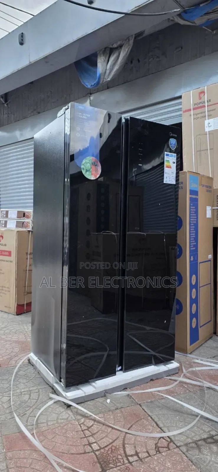 Brand New Midea 510l Side-by-Side Refrigerator | Black Glass |