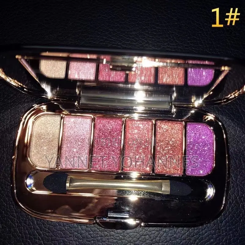 6-Color Glitter Eyeshadow Palette With Mirror Brush