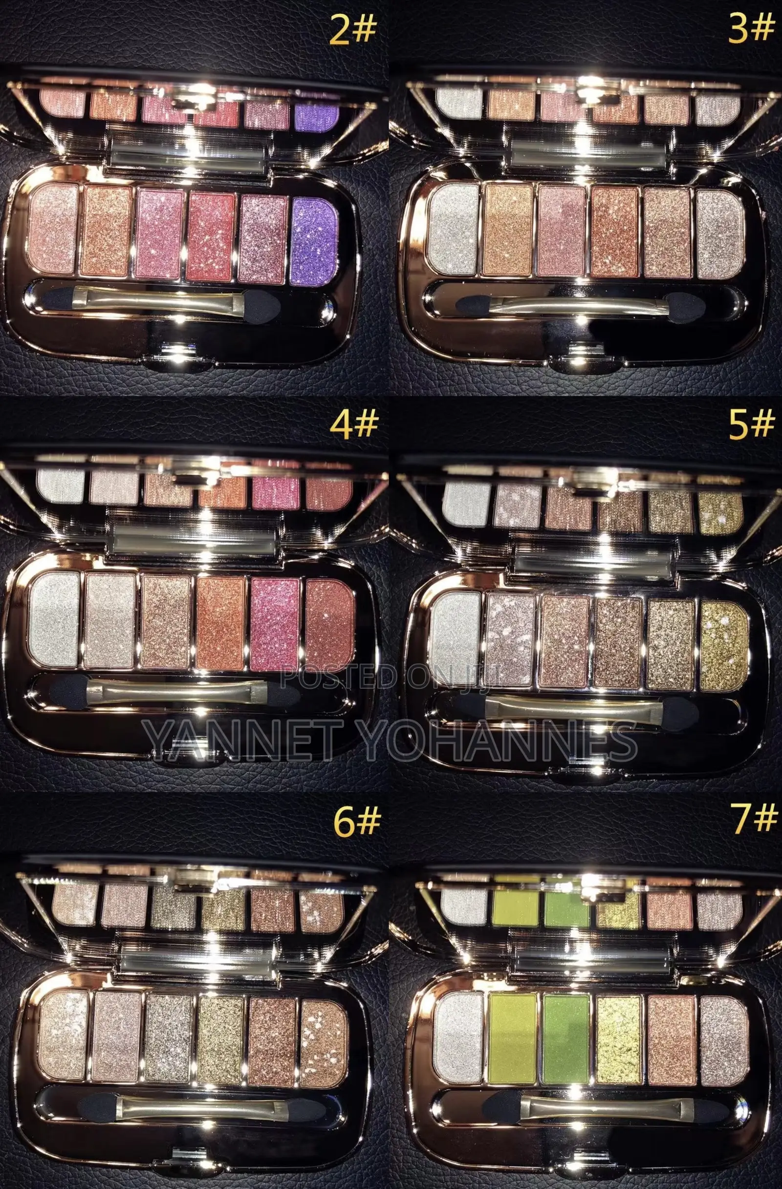 6-Color Glitter Eyeshadow Palette With Mirror Brush