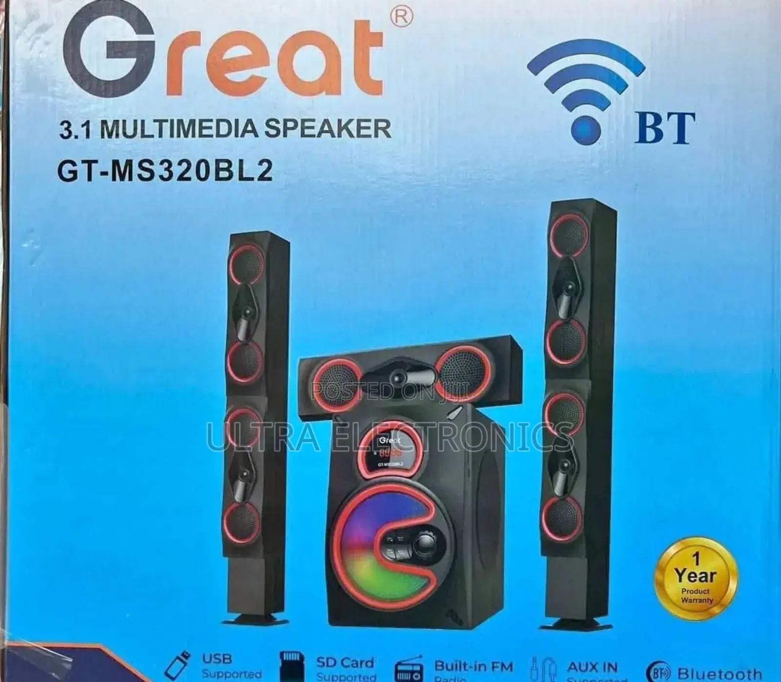 Speaker Great 3.1 Multimedia System (Model Gt-Ms320bl2).