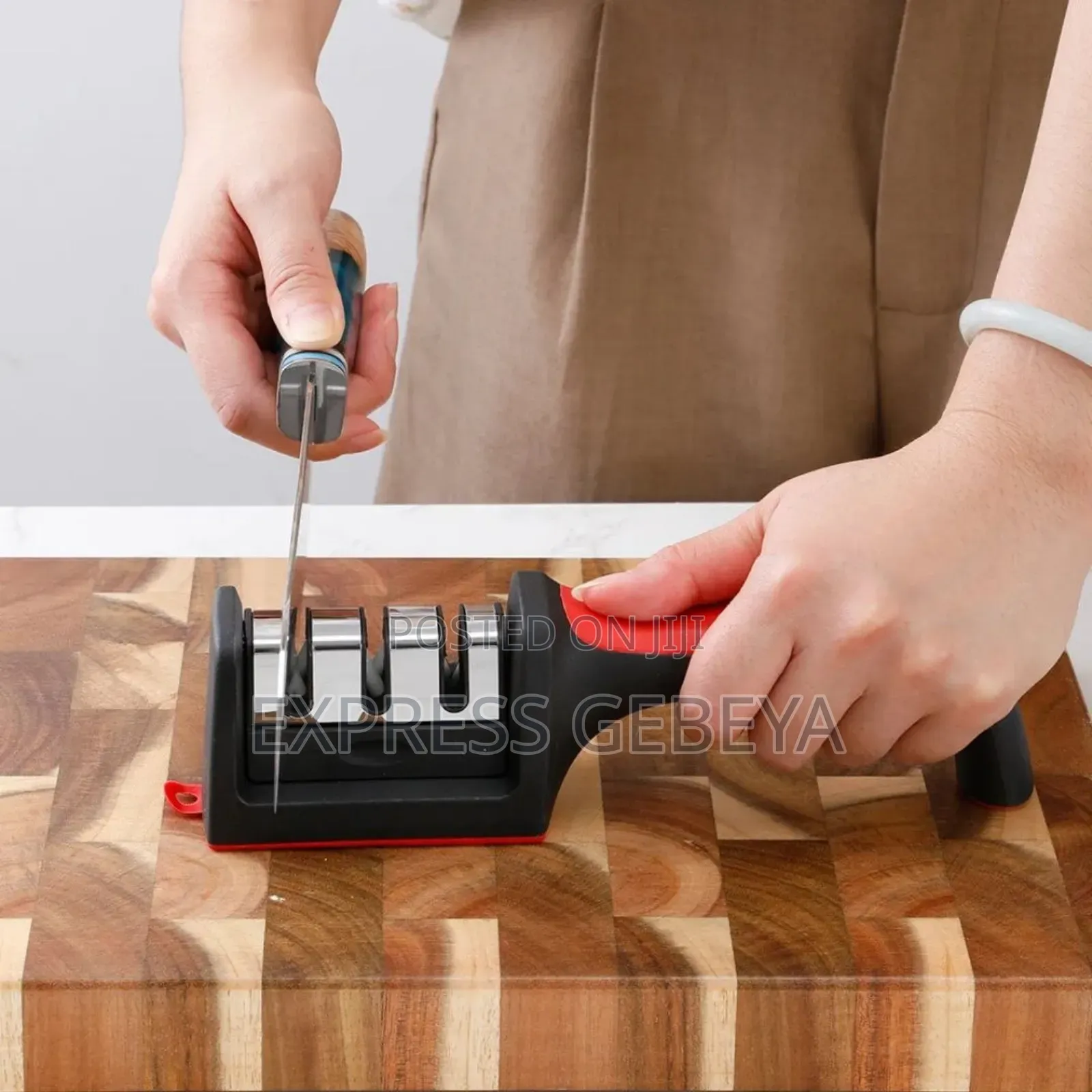 3 Stage Knife Sharpener ባለ 3 ደረጀ Stainless Steel ሞረድ