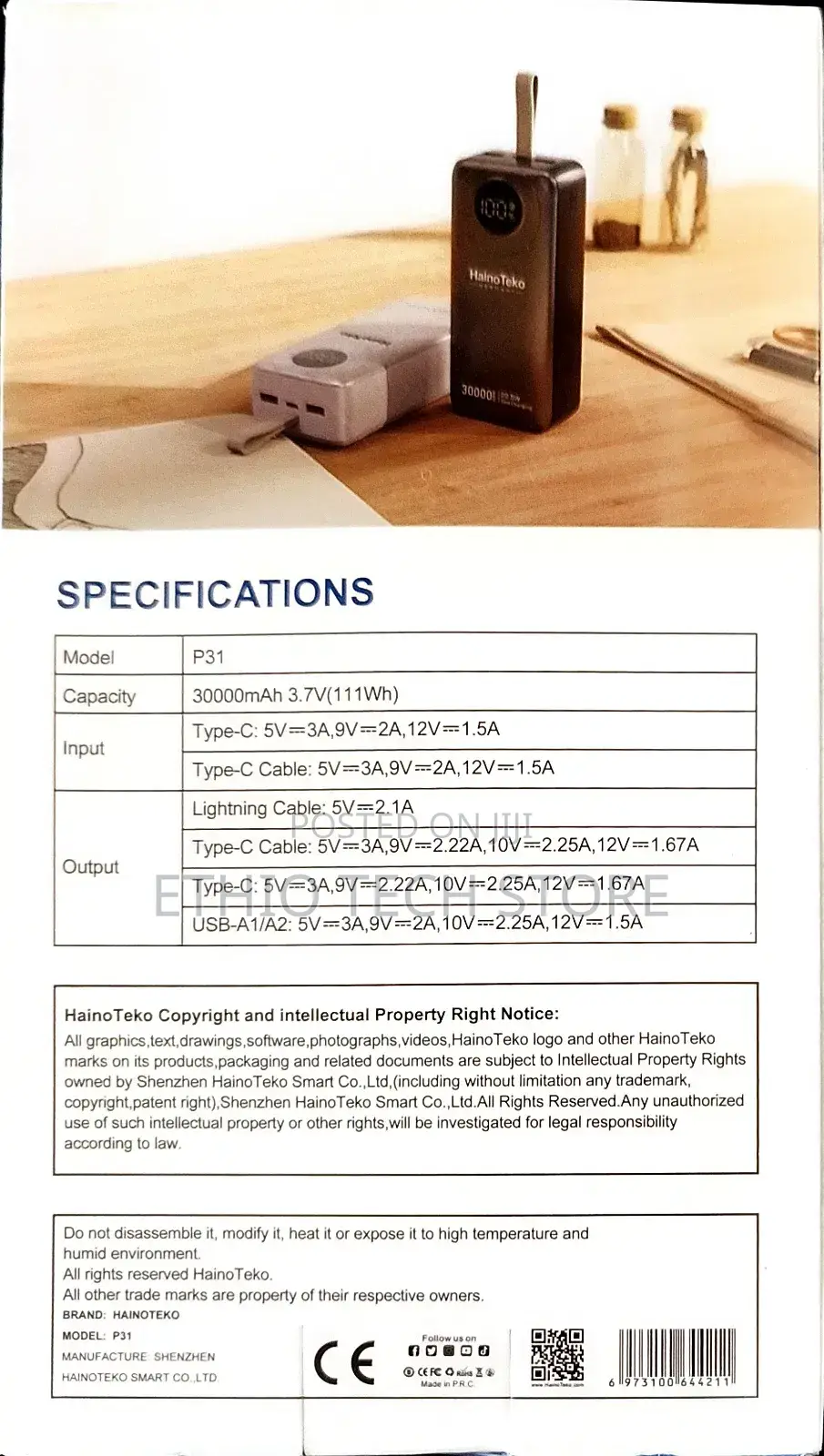 Hainoteko Power Bank 30000mah