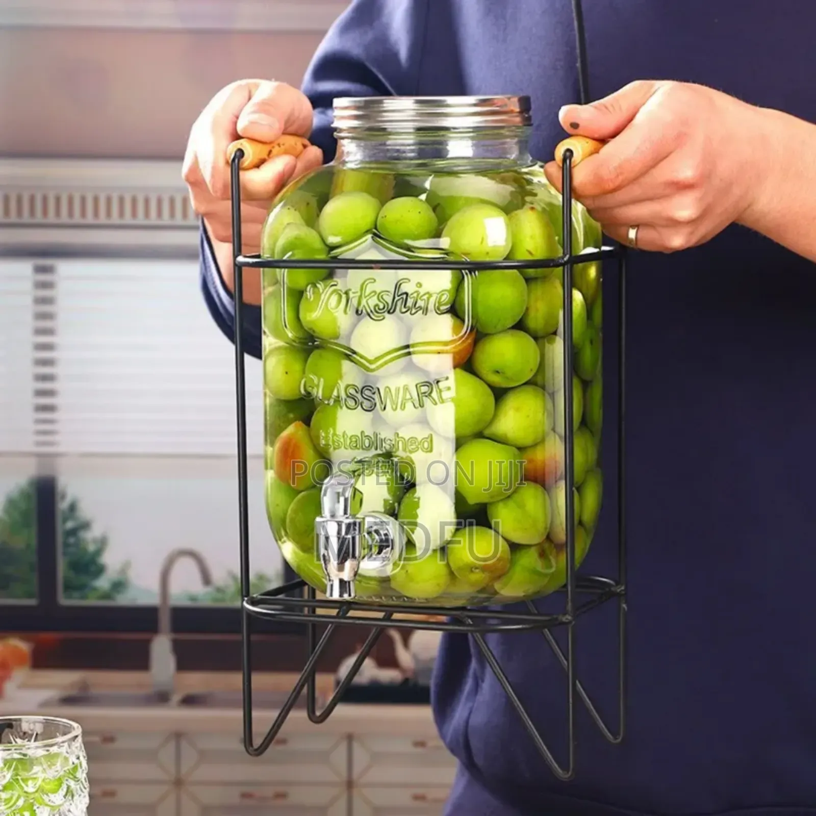 Liter Glass Dispenser Jar With Stand Rack