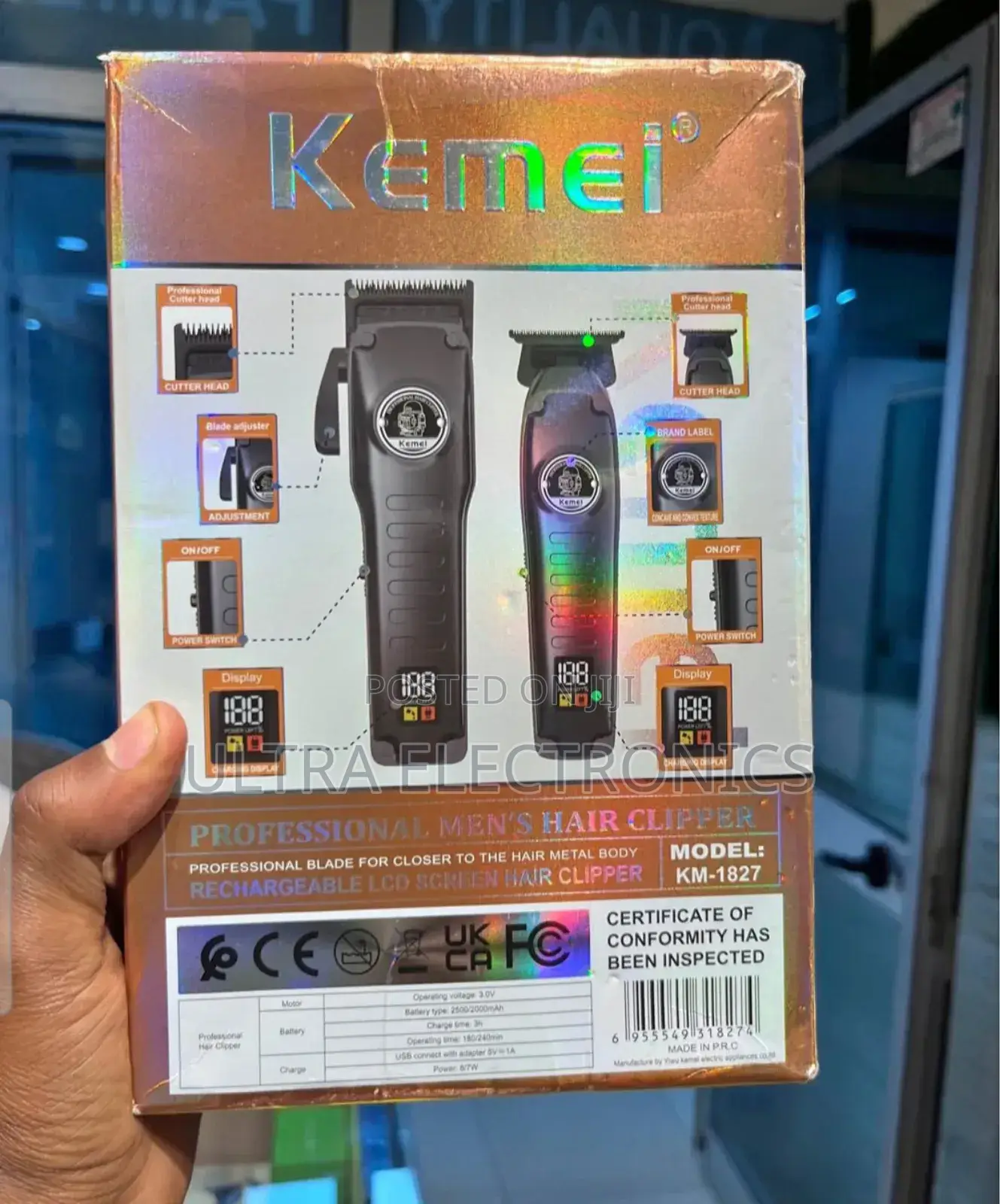 Kemei Km-1827 Professional Men's Hair Clipper. Key