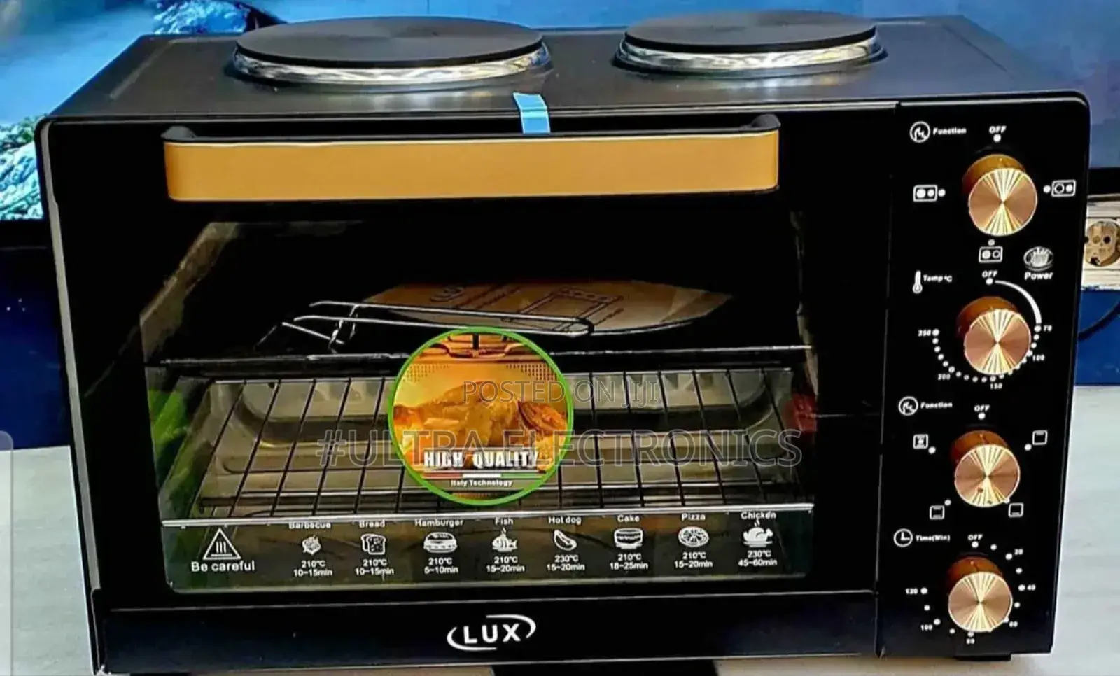 Lux Mini Oven With Two Hot Plates. Capacity: Typically Ranges