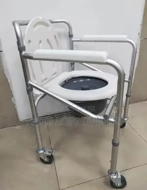Stainless Steel Wheeled Toilet Seat Foldable and for Bathroom Commode
