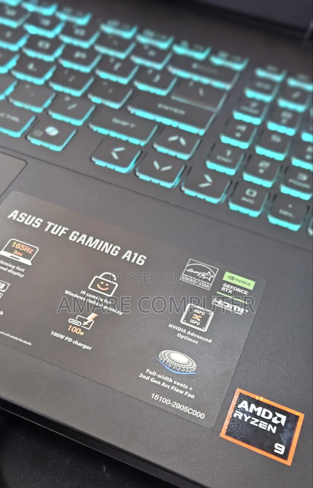 New Laptop Asus TUF Gaming A16 16GB AMD Ryzen 9 SSD 1T