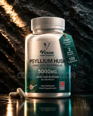Psyllium Husk , Fiber With Acidophilus , 5000mg ,120 Capsules