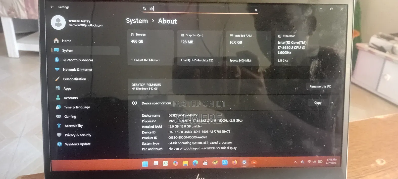 Laptop HP EliteBook 840 16GB Intel Core i7 SSD 512GB
