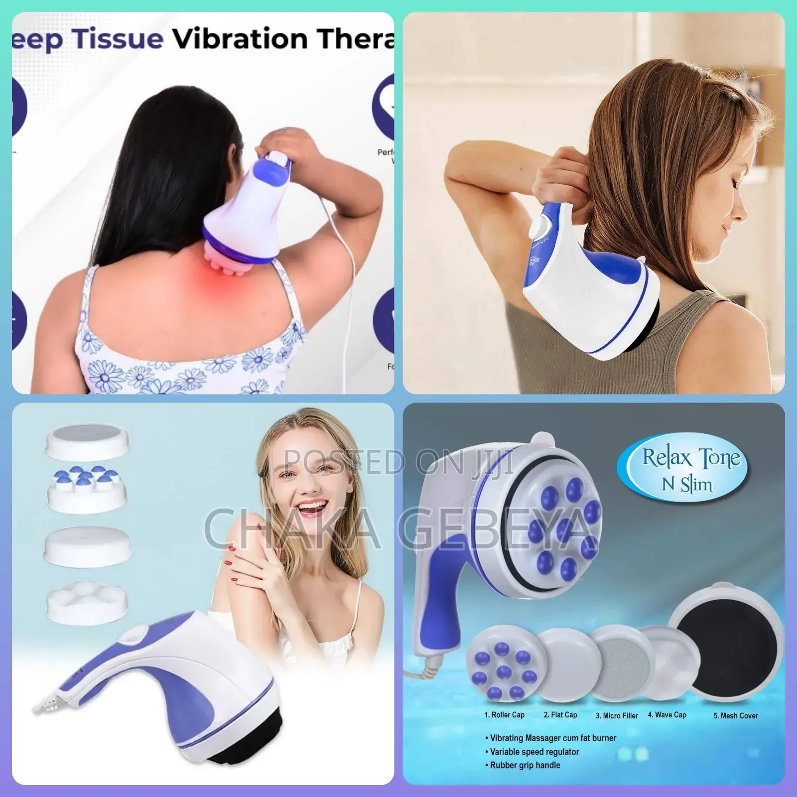 Full Body Electric Massager – 4 Attachments, Speed Regulator, Corded