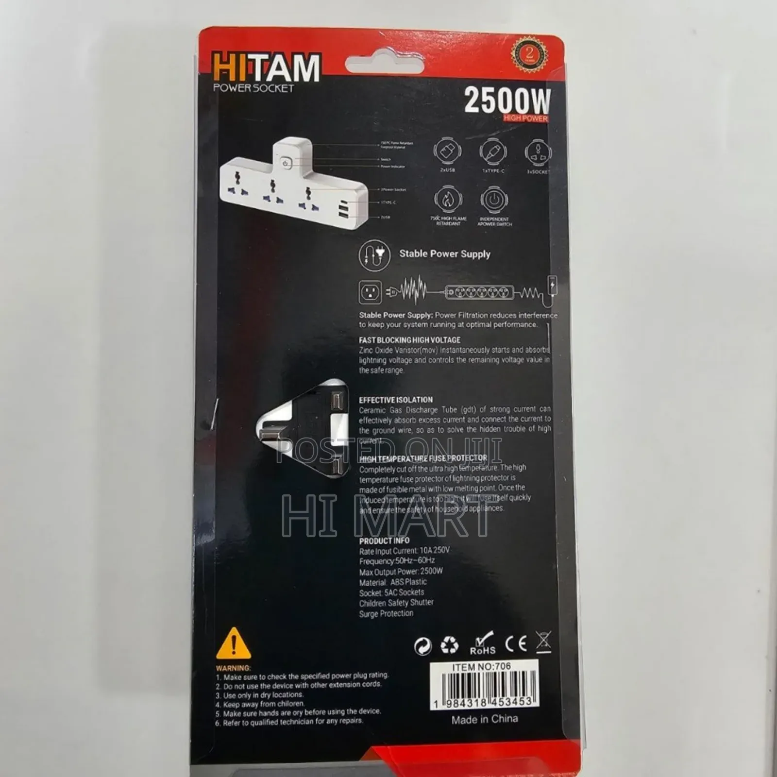 Top Quality Hitam 5in1 Power Socket