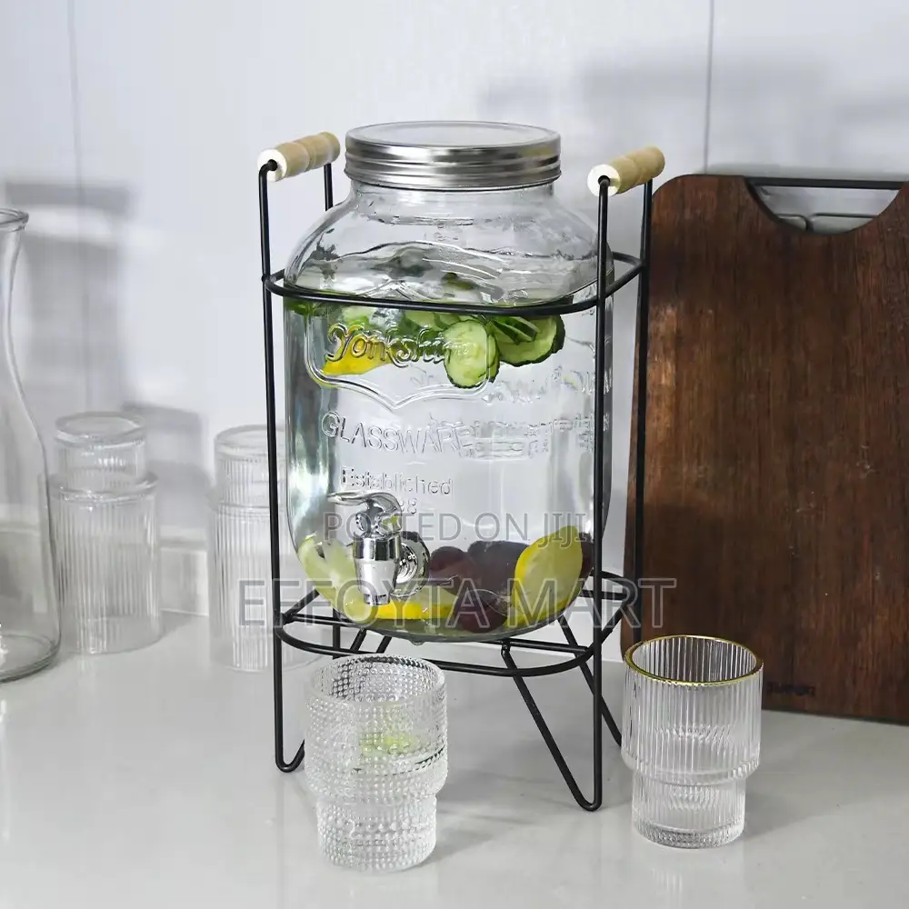 Glass Dispenser Jar With Rack