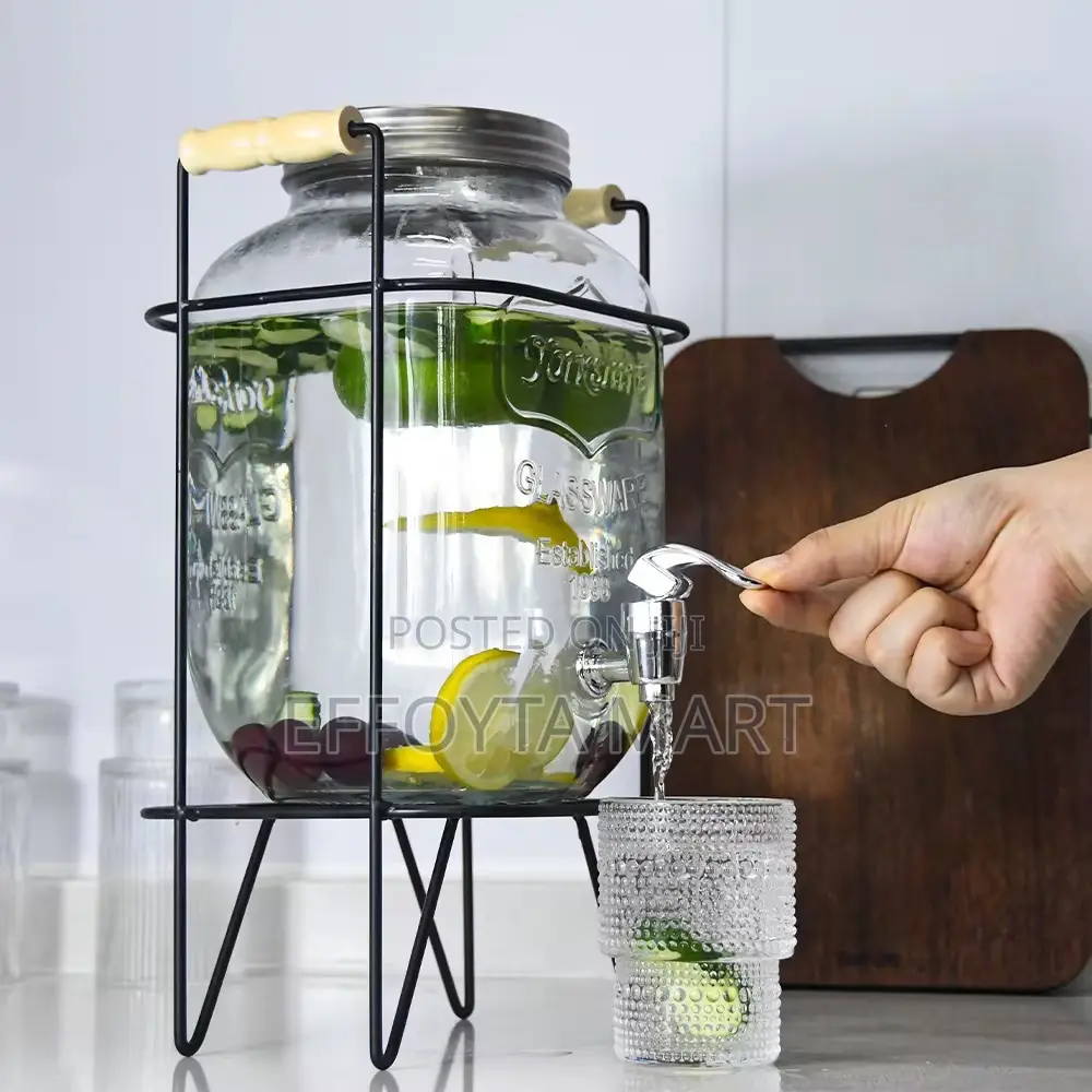 Glass Dispenser Jar With Rack