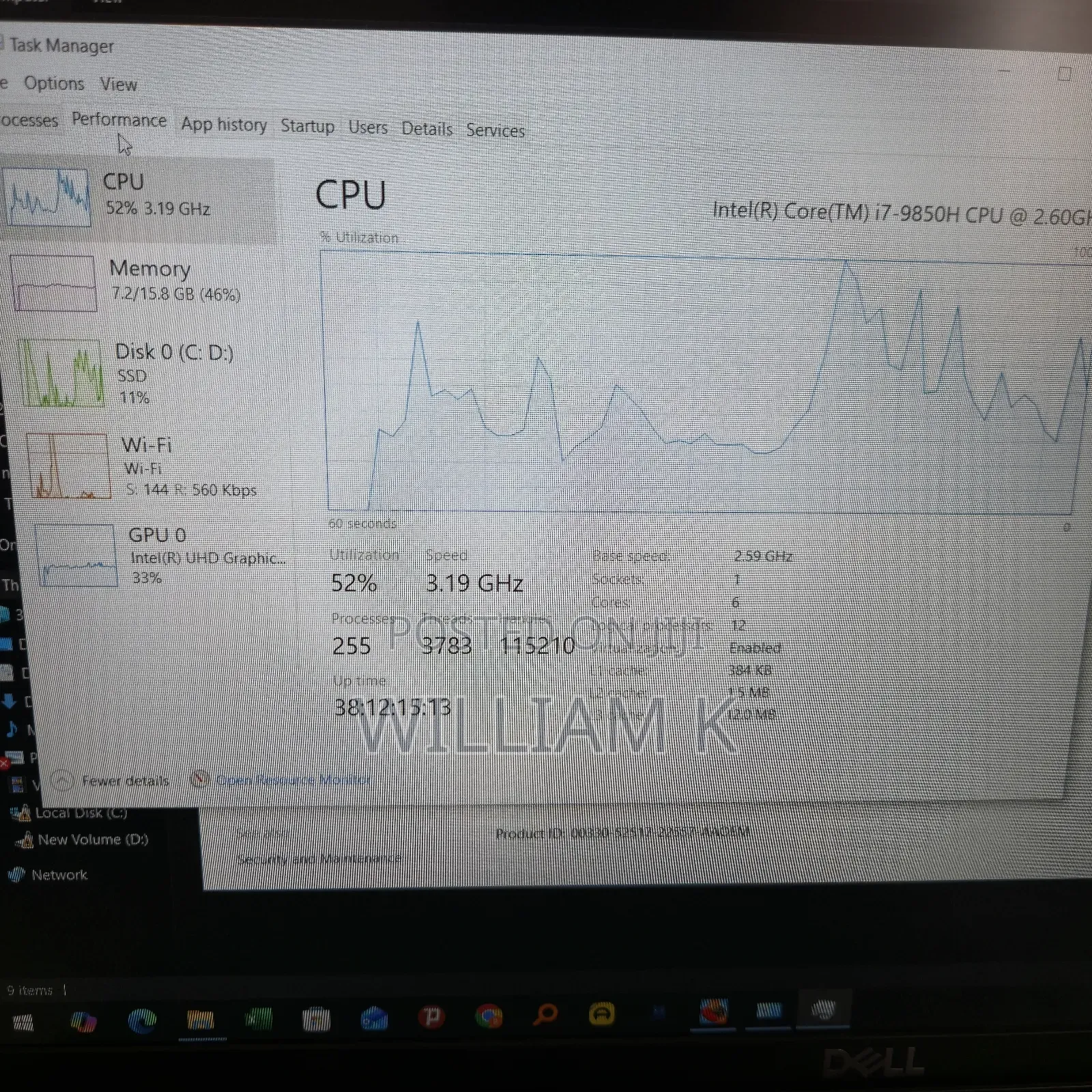 Laptop Dell Precision 3541 16GB Intel Core 7 SSD 512GB