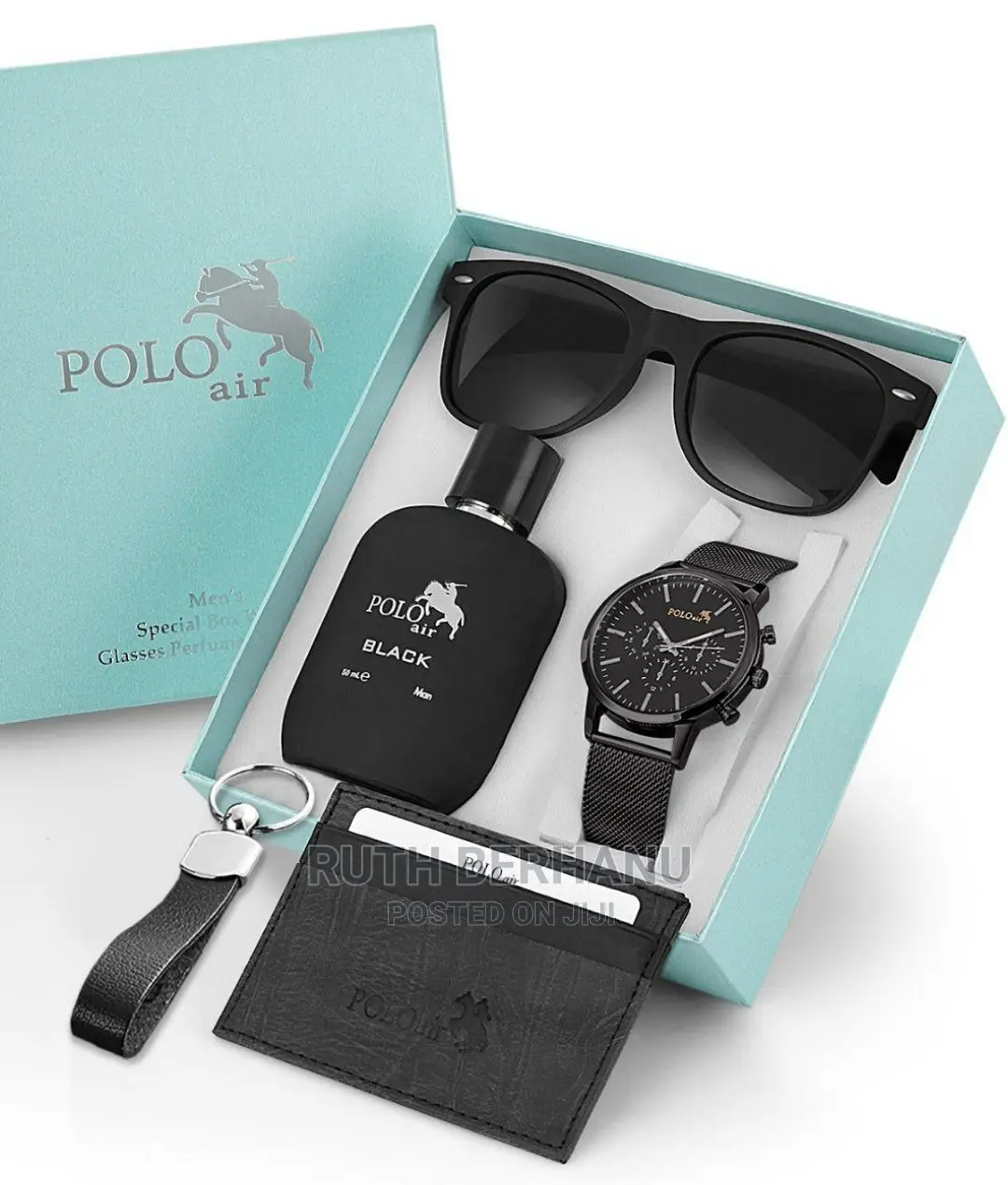 POLO AIR Men's Wristwatch Perfume Glass Card Holder Key