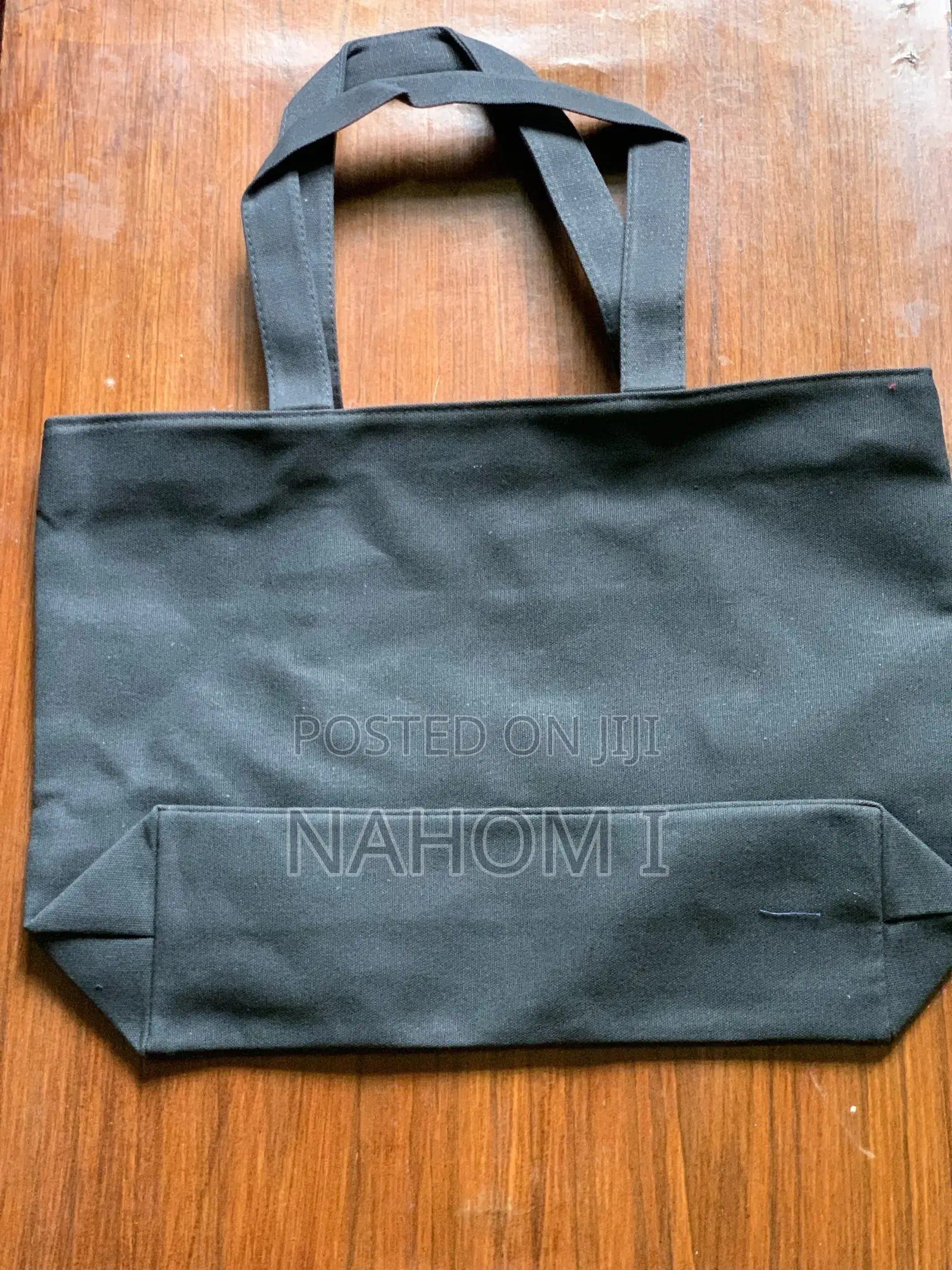 Black Canvas Tote Bag Features Decorative Cat-Shaped Appliques