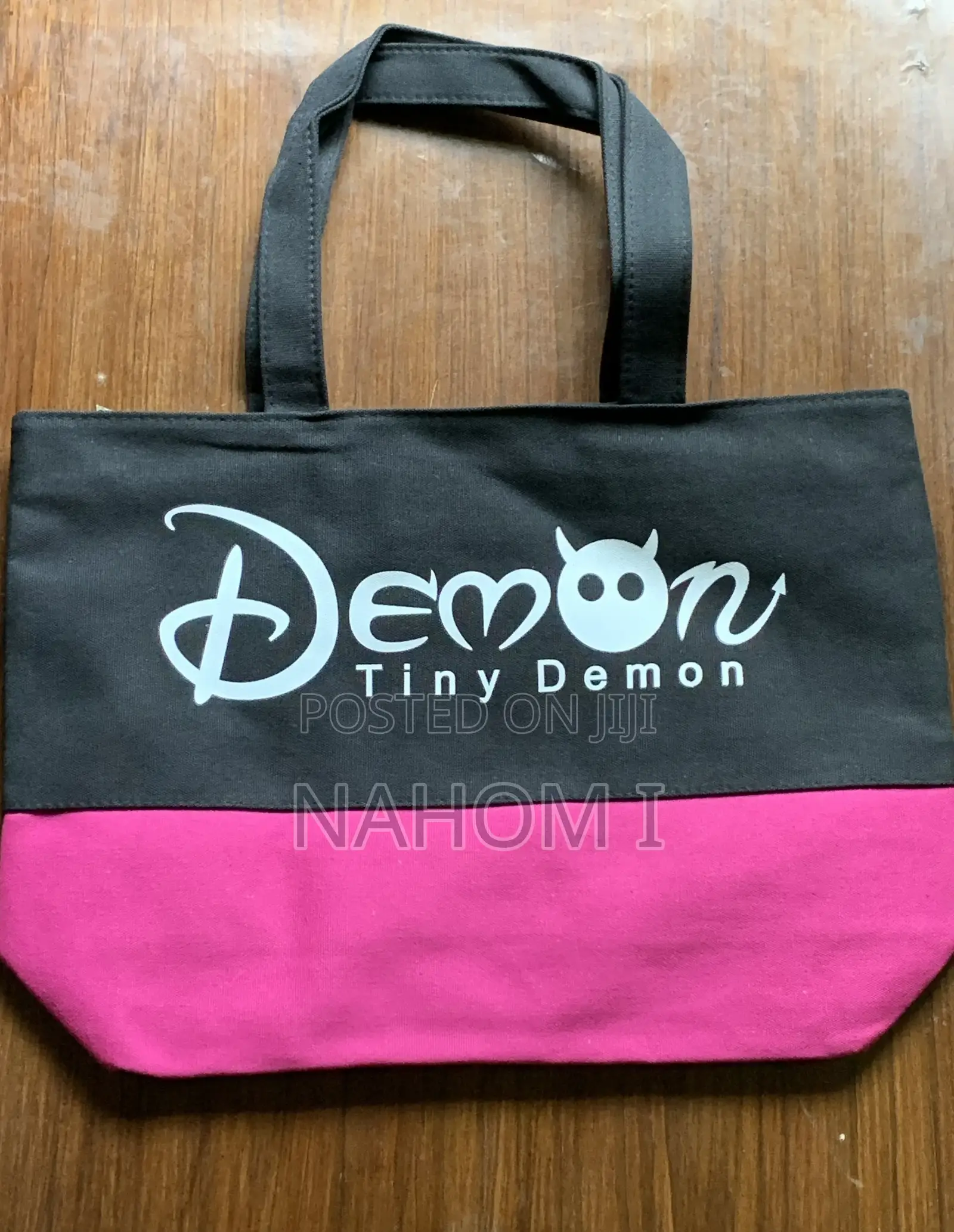 Black Canvas Tote Bag Features Decorative Cat-Shaped Appliques and The