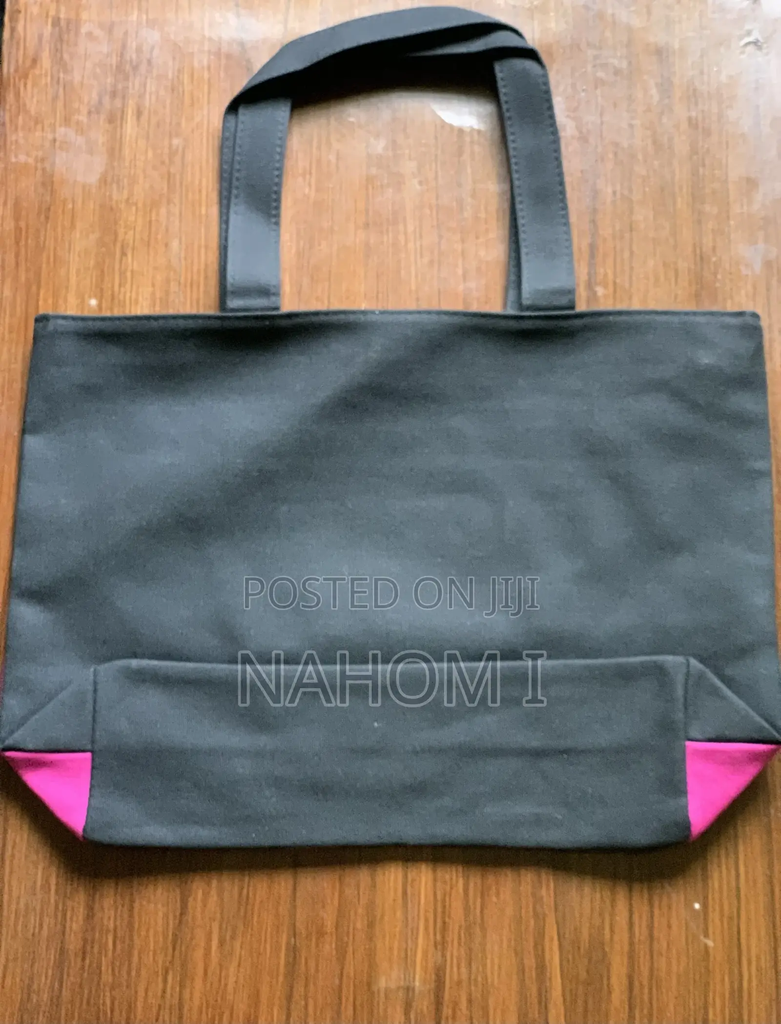 Black Canvas Tote Bag Features Decorative Cat-Shaped Appliques and The